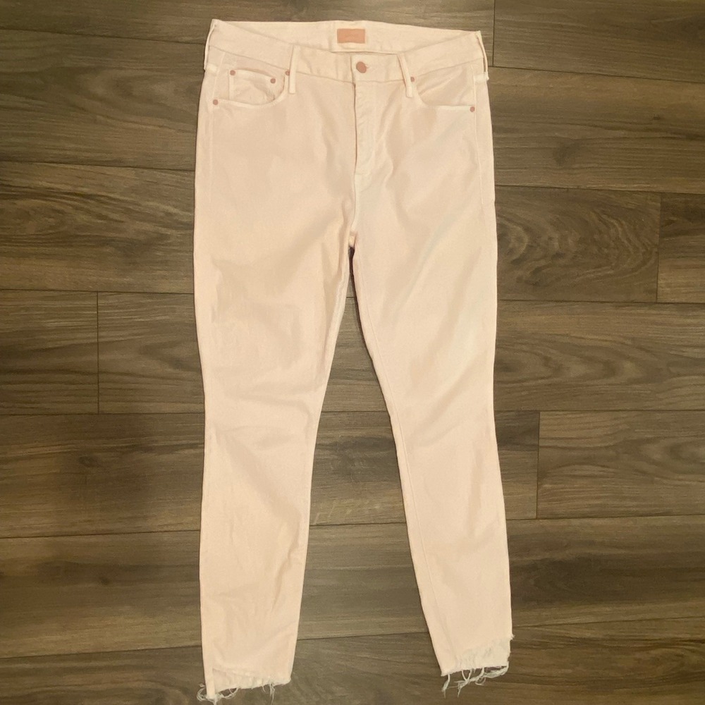 Mother Jeans Women's 32 The Looker Ankle Step Fray 1791-413 Pink Lemonade